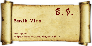 Benik Vida névjegykártya